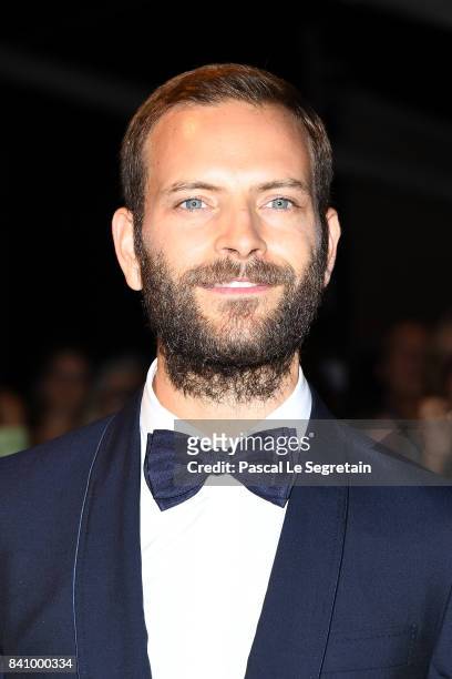 Festival host Alessandro Borghi arrives at the dinner after the Opening Ceremony during the 74th Venice Film Festival at Excelsior Hotel on August...