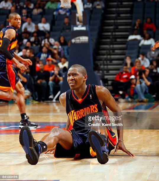 Jamal Crawford of the Golden State Warriors takes a rest during the game against the Charlotte Bobcats on December 20, 2008 at the Time Warner Cable...