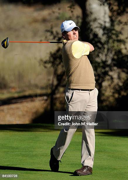 Justin Leonard in action during the third round of play at the 2008 Chevron World Challenge Presented by Bank of America on December 20, 2008 at...