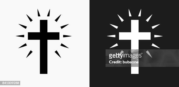 christian cross symbol auf schwarz-weiß-vektor-hintergründe - kreuz form stock-grafiken, -clipart, -cartoons und -symbole