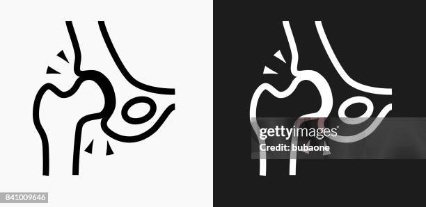 skeleton hip icon on black and white vector backgrounds - hip stock illustrations