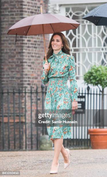 Catherine, Duchess of Cambridge visits The Sunken Garden at Kensington Palace on August 30, 2017 in London, England. The garden has been transformed...