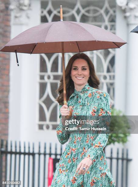 Catherine, Duchess of Cambridge visits The Sunken Garden at Kensington Palace on August 30, 2017 in London, England. The garden has been transformed...