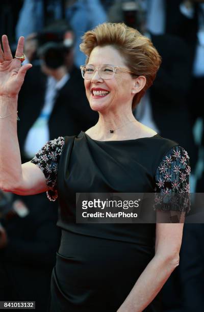 Annette Bening walks the red carpet ahead of the 'Downsizing' screening and Opening Ceremony during the 74th Venice Film Festival at Sala Grande on...