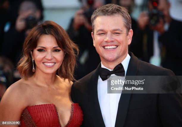 Matt Damon and Luciana Damon walks the red carpet ahead of the 'Downsizing' screening and Opening Ceremony during the 74th Venice Film Festival at...