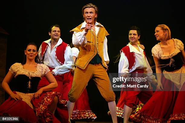 Lewis Bradley as Jack performs during the traditional pantomime Jack and the Beanstalk on stage at the Theatre Royal Bath on December 20 2008 in...