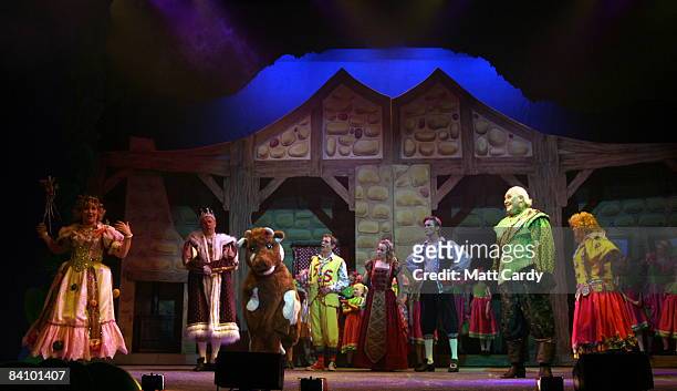 The cast performs during the traditional pantomime Jack and the Beanstalk on stage at the Theatre Royal Bath on December 20 2008 in Bath, England....