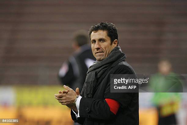 Charleroi's Scottish coach John Collins celebrates after their Belgian first division soccer match against Dender, on December 20, 2008 on day 17 of...
