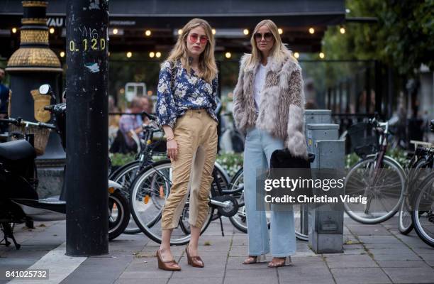 Annabel Rosendahl; Janka Polliani outside Rodebjer on August 30, 2017 in Stockholm, Sweden.