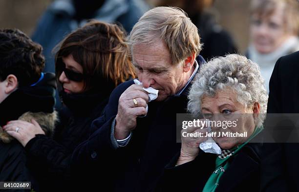 Mourners weep during a memorial service for the 270 victims of the Lockerbie bombing on the 20th Anniversary of the terrorist attack on Pan Am Flight...