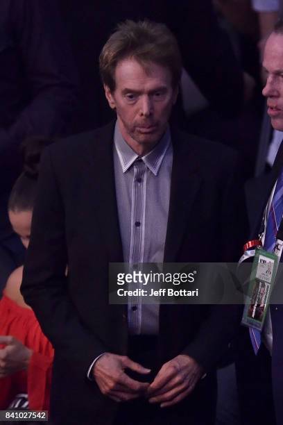 Producer Jerry Bruckheimer attends the super welterweight boxing match between Floyd Mayweather Jr. And Conor McGregor on August 26, 2017 at T-Mobile...