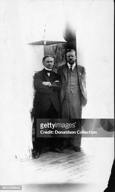 Magician Harry Houdini and President Theodore Roosevelt on the S.S. Imperator in circa 1914
