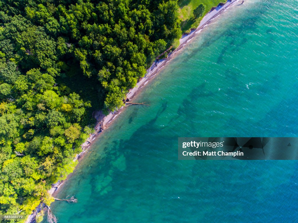 Aerial of Erosion along Lake Ontario Shoreline