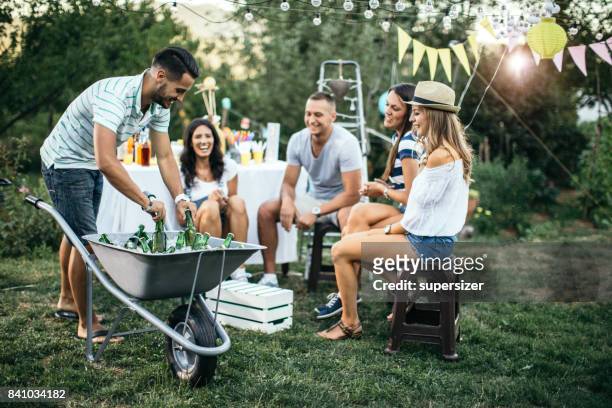 outdoor party - backyard party stock pictures, royalty-free photos & images