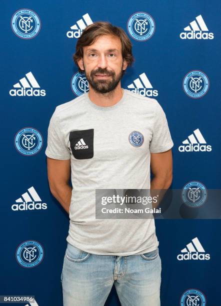 Soccer player Andrea Pirlo attends the NYCFC pop-up experience store VIP launch party on August 30, 2017 in New York City.