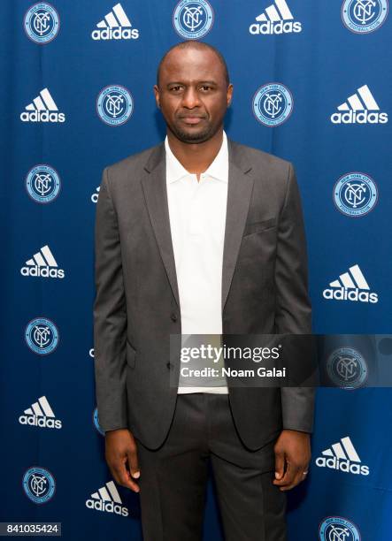 Soccer player and head coach of NYCFC Patrick Vieira attends the NYCFC pop-up experience store VIP launch party on August 30, 2017 in New York City.