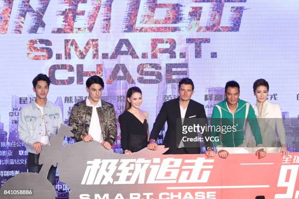 Actor/singer Timmy Xu Weizhou, model/actress Hannah Quinlivan, England actor Orlando Bloom, actor Simon Yam Tat-wah and actress Liang Jing attend the...
