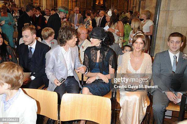 Mick Jagger attends the wedding of Leah Wood and Jack MacDonald at Southwark Cathedral on June 21, 2008 in London, England.