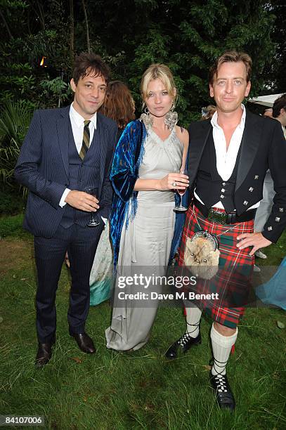 Kate Moss and Guests attend the wedding reception of Leah Wood and Jack MacDonald at Holm Wood on June 21, 2008 in London, England.