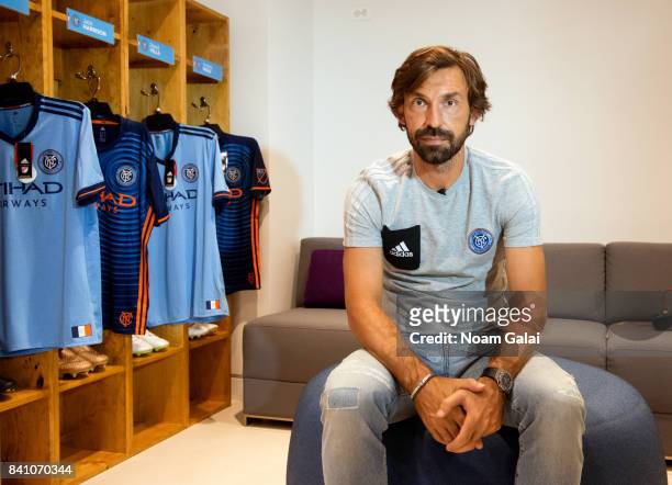 Soccer player Andrea Pirlo attends the NYCFC pop-up experience store VIP launch party on August 30, 2017 in New York City.