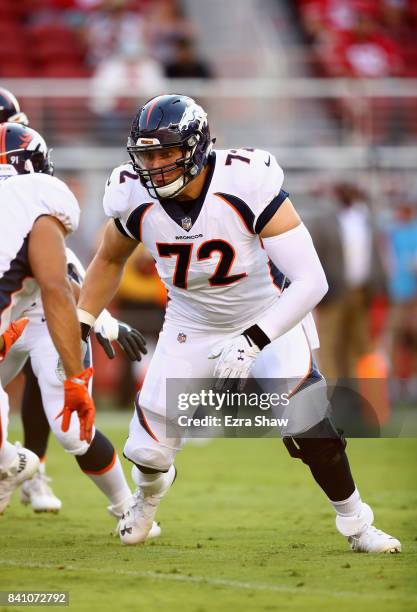 Garett Bolles of the Denver Broncos in action against the San Francisco 49ers at Levi's Stadium on August 19, 2017 in Santa Clara, California.