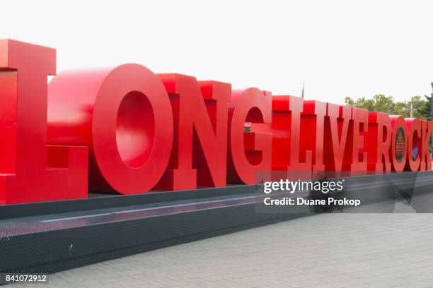 Long Live Rock sign at Rock and Roll Hall of Fame and Museum on August 30, 2017 in Cleveland, Ohio.