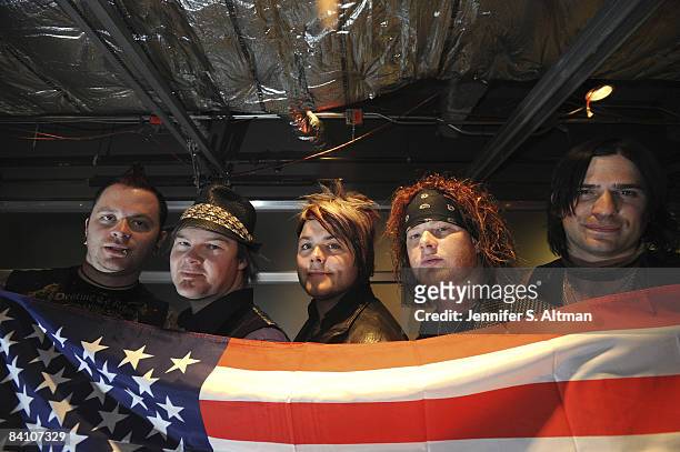 Band Hinder is photographed in New York at the Nokia Theater for the Los Angeles Times.