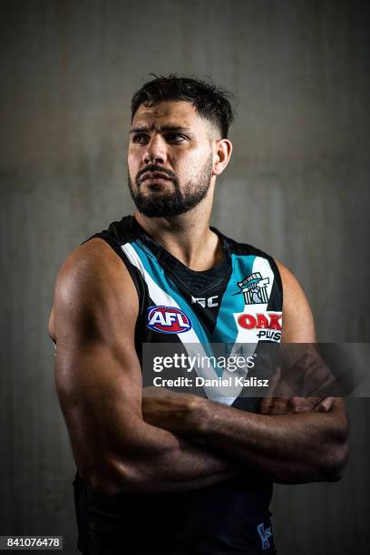 Patrick Ryder of the Power poses during a Port Power AFL training session at the Adelaide Oval on August 31, 2017 in Adelaide, Australia.