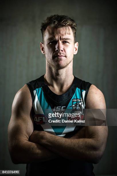 Robbie Gray of the Power poses during a Port Power AFL training session at the Adelaide Oval on August 31, 2017 in Adelaide, Australia.