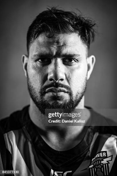 Patrick Ryder of the Power poses during a Port Power AFL training session at the Adelaide Oval on August 31, 2017 in Adelaide, Australia.