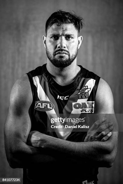 Patrick Ryder of the Power poses during a Port Power AFL training session at the Adelaide Oval on August 31, 2017 in Adelaide, Australia.