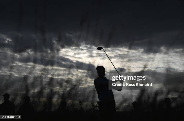 Brett Rumford of Australia tees off on the 11th hole during day one of the D+D REAL Czech Masters at Albatross Golf Resort on August 31, 2017 in...