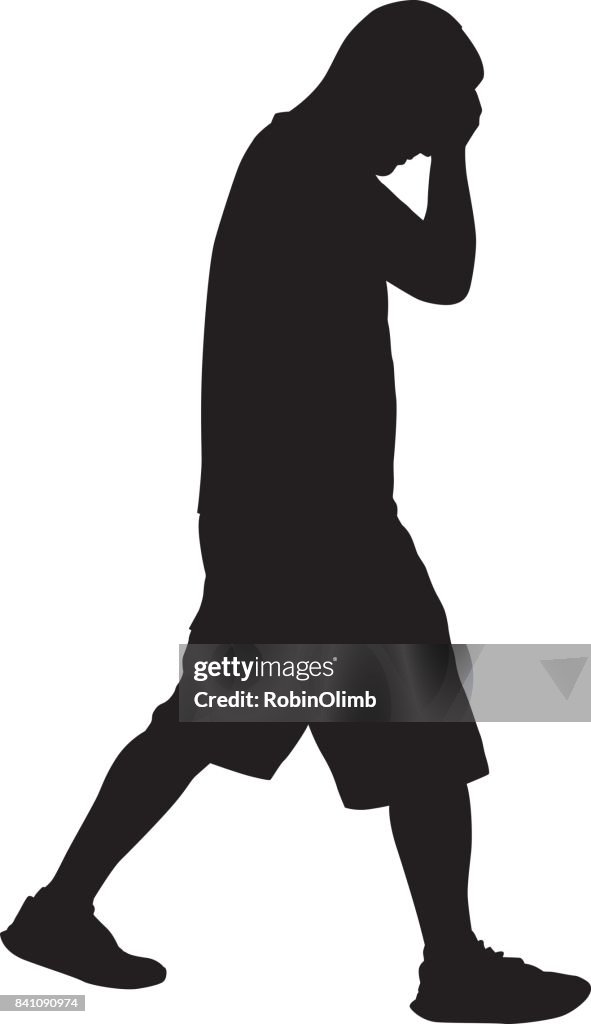 Depressive Menschen wandern Silhouette
