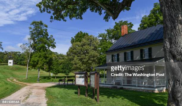 The front of The Newcomer House at Antietam National Battlefield is shown on August 23, 2017 in Sharpsburg, Md. President Donald Trump donated part...