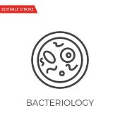 Bacteriology Thin Line Vector Icon.