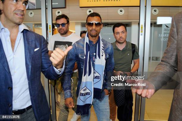 Lazio New Signing Nani arrives at Ciampino Airport on August 31, 2017 in Rome, Italy.