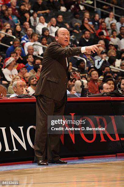 Head Coach Mike Dunleavy of the Los Angeles Clippers directs his team during a game against the Toronto Raptors at Staples Center on December 22,...