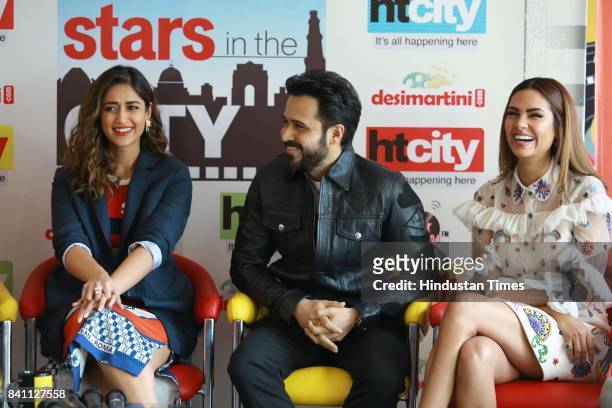 Bollywood actors Ileana D'Cruz, Emraan Hashmi and Esha Gupta during an exclusive interview with HT City-Hindustan Times for the promotion of upcoming...