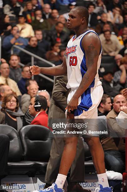 Zach Randolph of the Los Angeles Clippers leaves the game with a left knee contusion during a game against the Toronto Raptors at Staples Center on...