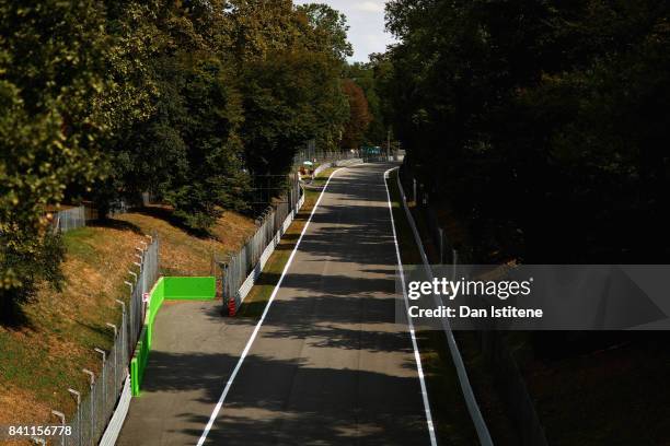 General view of the circuit during previews for the Formula One Grand Prix of Italy at Autodromo di Monza on August 31, 2017 in Monza, Italy.