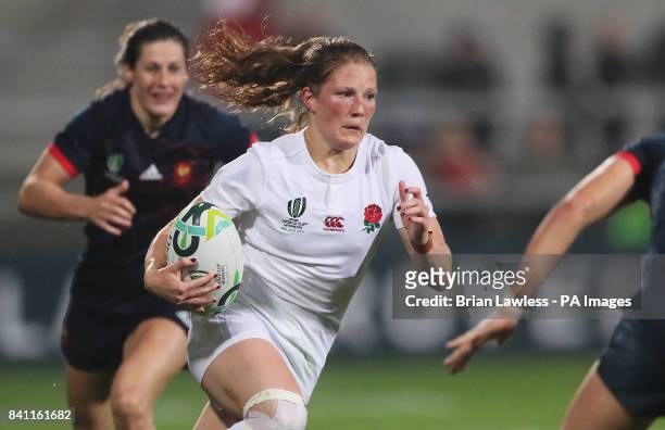 England's Lydia Thompson during the 2017 Women's World Cup, Semi Final match at the Kingspan Stadium, Belfast.