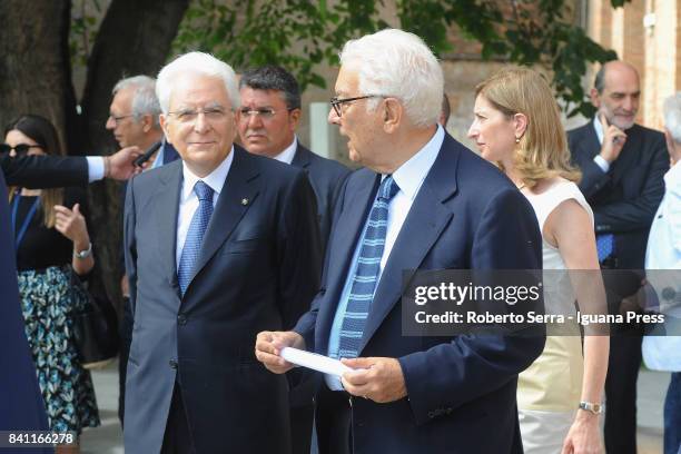 Sergio Mattarella the President of the Italian Republic and Paolo Baratta President of the Biennale visits the Italian Pavillion of International Art...