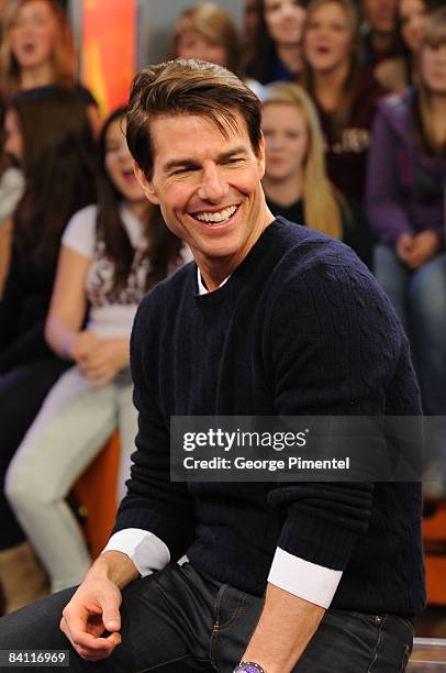 Actor Tom Cruise visits MuchOnDemand for a live interview about his upcoming movie "Valkyrie" at the MuchMusic HQ on December 8, 2008 in Toronto,...