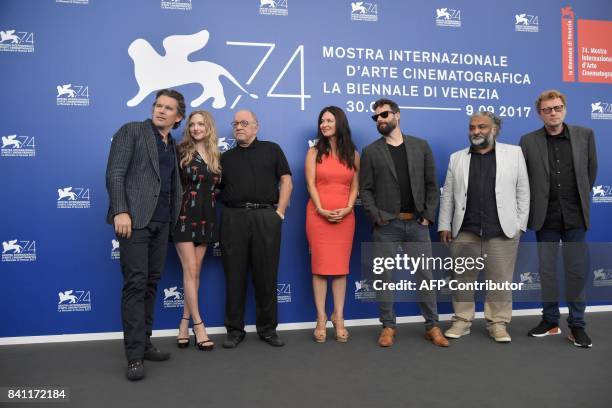 Actor Ethan Hawke, actress Amanda Seyfried, director Paul Schrader, actress Victoria Hill, producer Frank Murray and guests attend the photocall of...