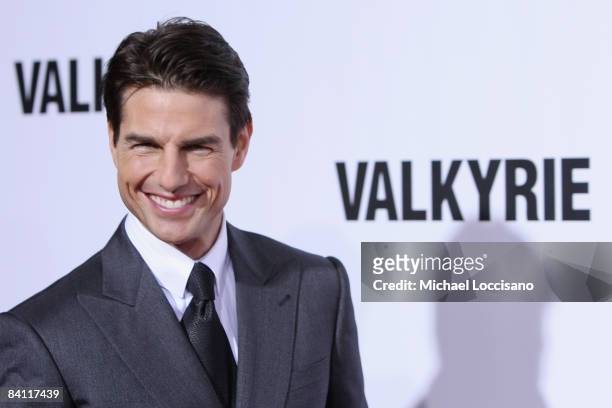 Actor Tom Cruise attends the New York premiere of "Valkyrie" at Rose Hall, Time Warner Center on December 15, 2008 in New York City.