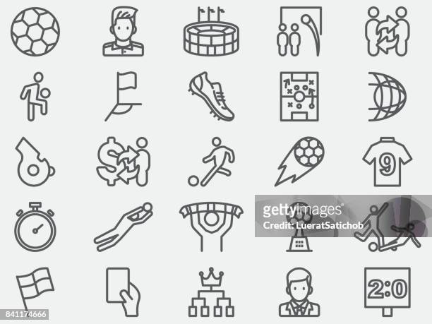 soccer football line icons - football icons stock illustrations