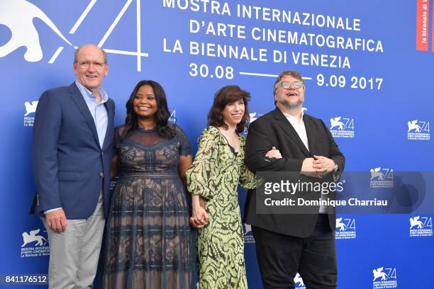 Richard Jenkins, Octavia Spencer, Sally Hawkins and director Guillermo del Toro attend the 'The Shape Of Water' photocall during the 74th Venice Film...