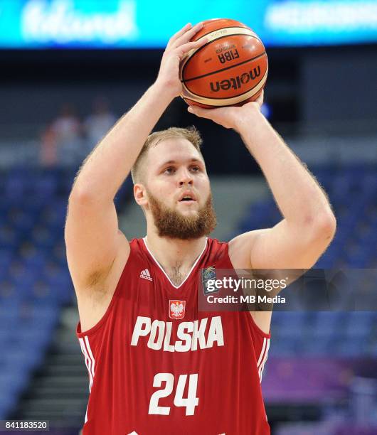 Przemyslaw Karnowski of Poland during the FIBA Eurobasket 2017 Group A match between Slovenia and Poland on August 31, 2017 in Helsinki, Finland.