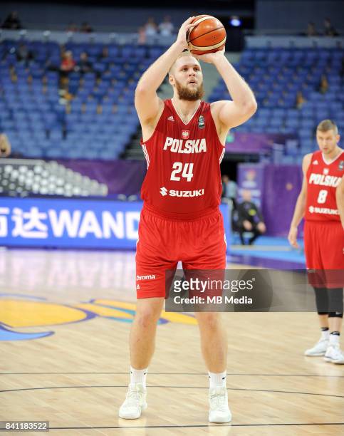 Przemyslaw Karnowski of Poland during the FIBA Eurobasket 2017 Group A match between Slovenia and Poland on August 31, 2017 in Helsinki, Finland.