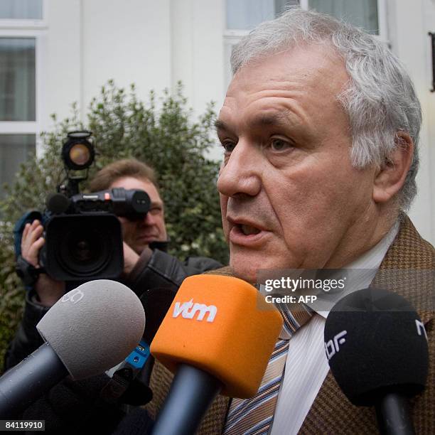 Flemish LDD Lijst Dedecker party chairman Jean-Marie Dedecker talks to the media, after his meeting with the Royal explorer , at the federal...